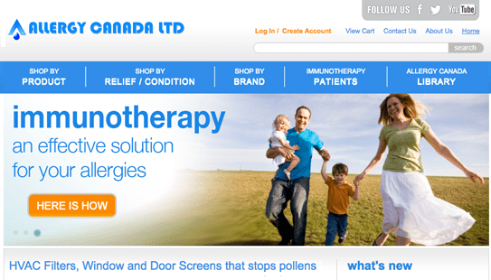 Allergy Canada - website design - website development