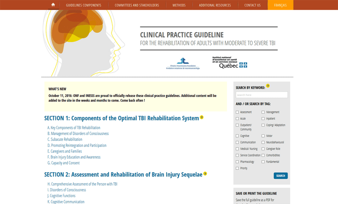 Brain Injury Guidelines - ONF - Website Development