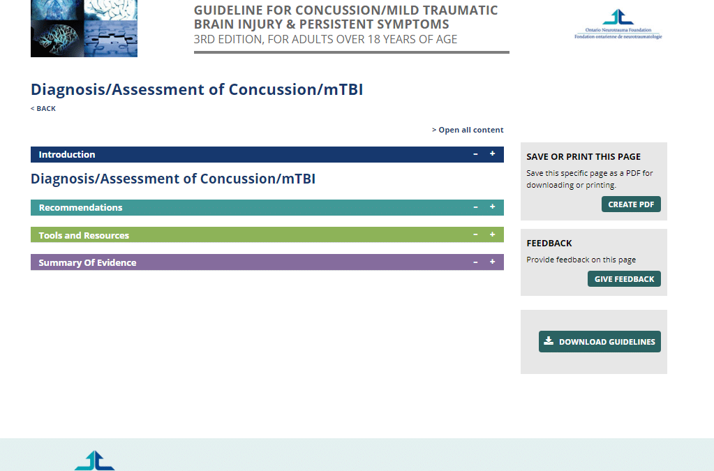Brain Injury Guidelines – Concussion