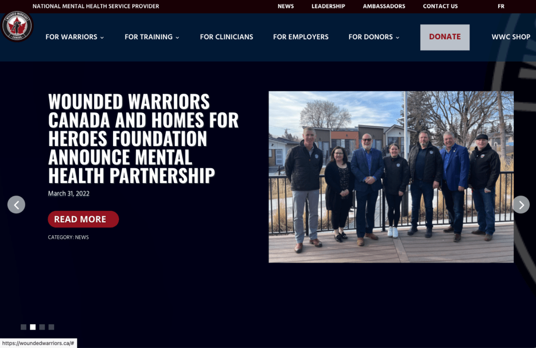Wounded Warriors Canada website design and development